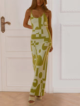 Spaghetti Strap Maxi Sweater Dress Yellow-Green OutfitFlow